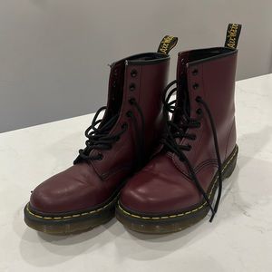Maroon doc martens. A little scuffed up but in overall good condition